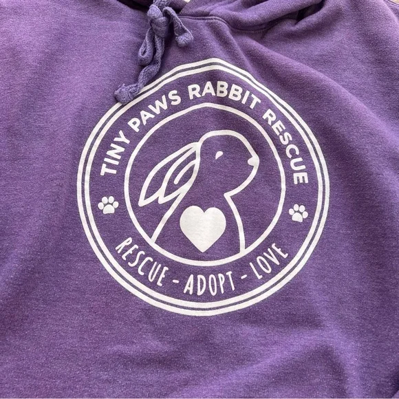 Tiny Paws Rabbit Rescue Purple Pullover Hoodie - Size Small - Picture 2 of 3